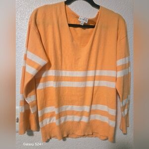 Orange and White Striped Women's Sweater